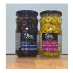Black and green olives, sliced ​​and canned