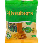 Mint and caramel flavored toffee candy